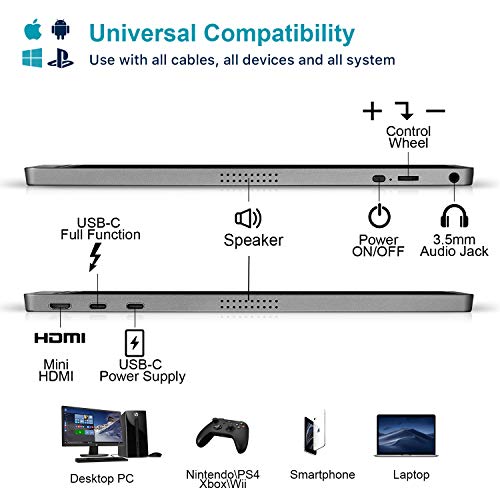 KYY MONITOR PORTÁTIL DE 156 PULGADAS 1080P FHD USBC PANTALLA DE COMPUTADORA HDMI HDR IPS MONITOR DE JUEGOS CON CUBIERTA - 6