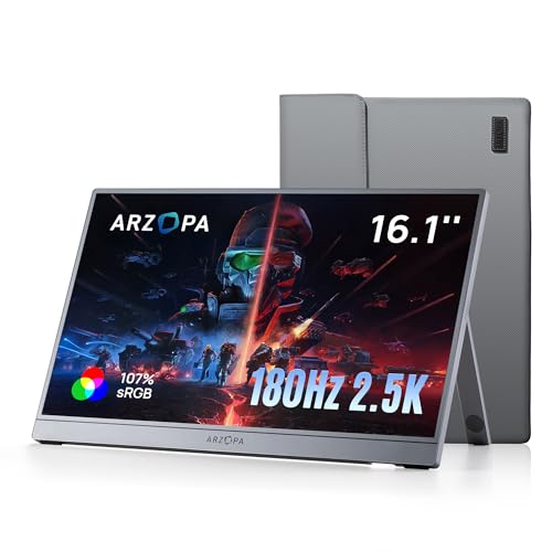 ARZOPA MONITOR PORTÁTIL 161 PULGADAS 25 K 180 HZ 2560 X 1440 QHD 107X25 SRGB SOPORTE INTEGRADO HDR ULTRADELGADO SEGUNDA PANTALLA - 2