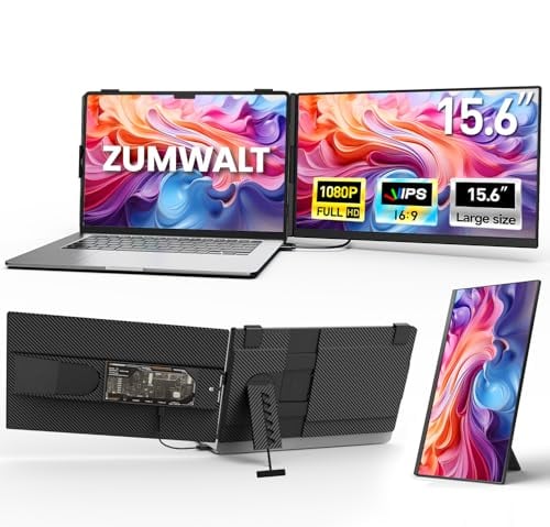 ZUMWALT EXTENSOR DE PANTALLA PARA LAPTOP DE 156 PULGADAS EXTENSOR DE MONITOR DE PORTÁTIL DESMONTABLE FHD DE 1080P MONITOR DUAL - 1
