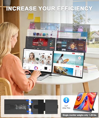 ZUMWALT EXTENSOR DE PANTALLA PARA LAPTOP DE 156 PULGADAS EXTENSOR DE MONITOR DE PORTÁTIL DESMONTABLE FHD DE 1080P MONITOR DUAL - 4