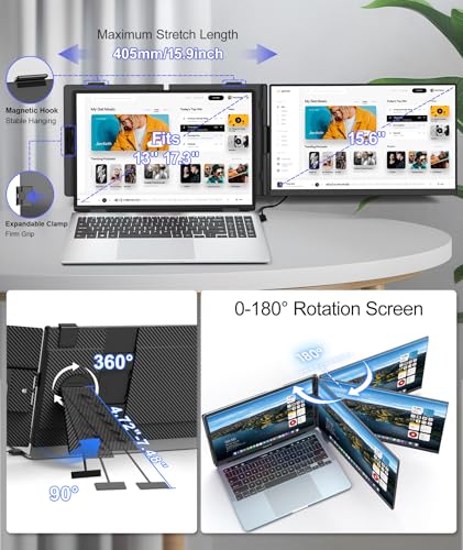 ZUMWALT EXTENSOR DE PANTALLA PARA LAPTOP DE 156 PULGADAS EXTENSOR DE MONITOR DE PORTÁTIL DESMONTABLE FHD DE 1080P MONITOR DUAL - 6