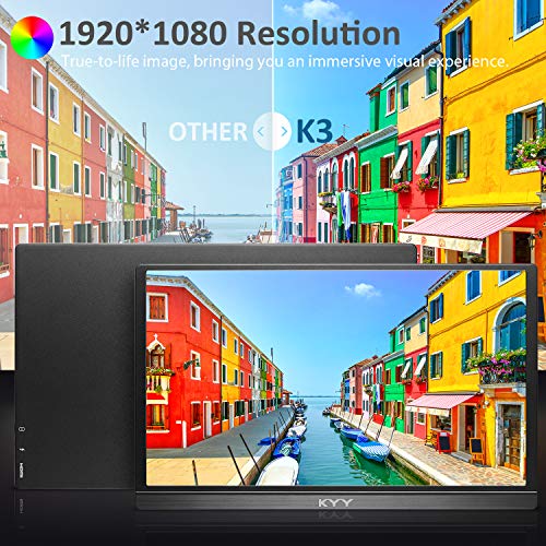 KYY MONITOR PORTÁTIL DE 156 PULGADAS FHD 1080P USB C HDMI MONITOR DE JUEGOS ULTRA DELGADO PANTALLA IPS CON CUBIERTA INTELIGENTE - 3