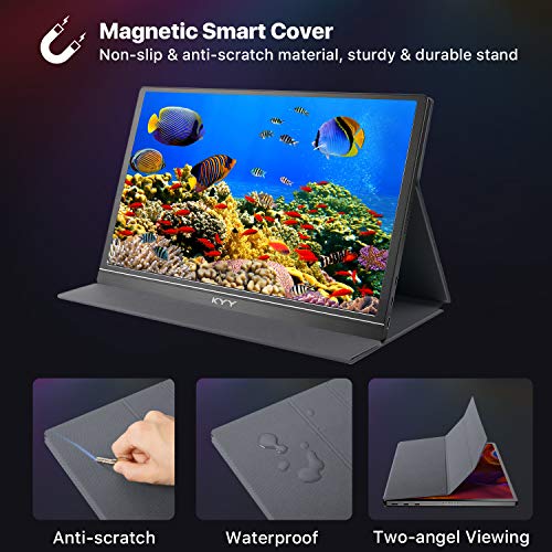 KYY MONITOR PORTÁTIL DE 156 PULGADAS FHD 1080P USB C HDMI MONITOR DE JUEGOS ULTRA DELGADO PANTALLA IPS CON CUBIERTA INTELIGENTE - 6