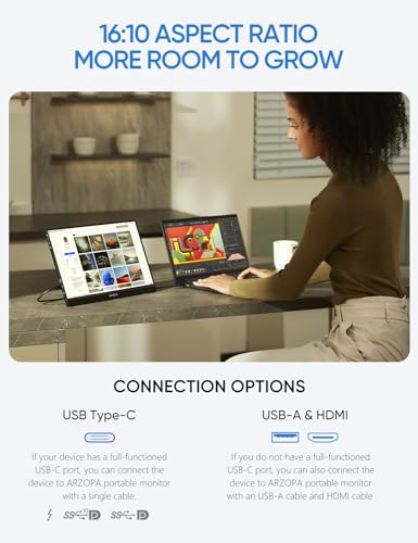 ARZOPA MONITOR PORTÁTIL 16 PULGADAS 25K 2560 X 1600 QHD IPS 123X25 SRGB SOPORTE INTEGRADO USBC Y HDMI CUIDADO VISUAL SEGUNDA - 3