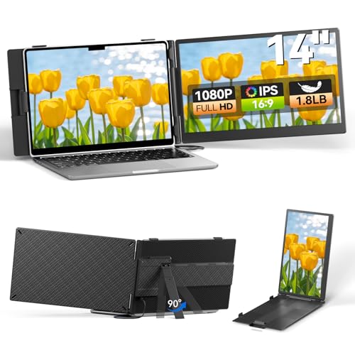 EXTENSOR DE PANTALLA PARA PORTÁTIL DE 14 PULGADAS MONITOR PORTÁTIL FHD 1080P PARA LAPTOP EXTENSOR DE MONITOR DE LUZ PLUG PLAY - 2