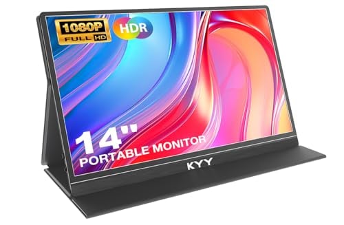 KYY MONITOR PORTÁTIL PARA LAPTOP MONITOR DE VIAJE FHD 1080P DE 14 PULGADAS PANTALLA DE JUEGOS USBC Y HDMI CON SOPORTE VESA - 1