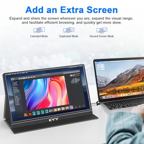 KYY MONITOR PORTÁTIL PARA LAPTOP MONITOR DE VIAJE FHD 1080P DE 14 PULGADAS PANTALLA DE JUEGOS USBC Y HDMI CON SOPORTE VESA - 3