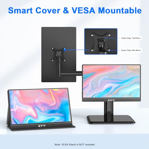 KYY MONITOR PORTÁTIL PARA LAPTOP MONITOR DE VIAJE FHD 1080P DE 14 PULGADAS PANTALLA DE JUEGOS USBC Y HDMI CON SOPORTE VESA - 5