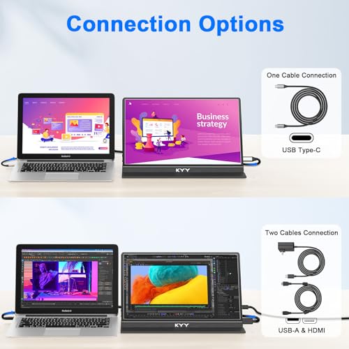 KYY MONITOR PORTÁTIL PARA LAPTOP MONITOR DE VIAJE FHD 1080P DE 14 PULGADAS PANTALLA DE JUEGOS USBC Y HDMI CON SOPORTE VESA - 7