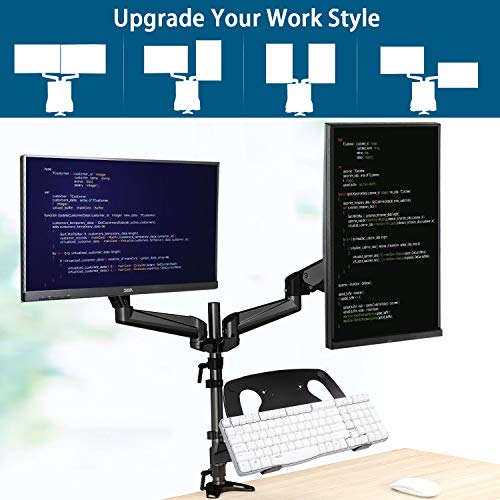 SOPORTE DE MONITOR DUAL SOPORTE DE MONITOR DE RESORTE DE GAS CON BANDEJA PARA PORTÁTIL PARA DOS PANTALLAS PLANAS DE COMPUTADORA - 3