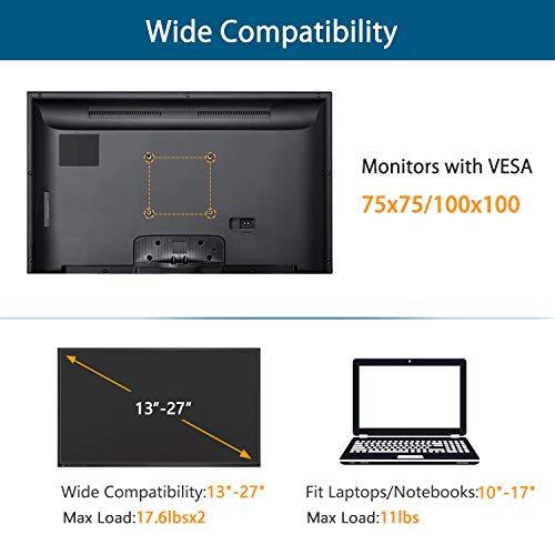 SOPORTE DE MONITOR DUAL SOPORTE DE MONITOR DE RESORTE DE GAS CON BANDEJA PARA PORTÁTIL PARA DOS PANTALLAS PLANAS DE COMPUTADORA - 7
