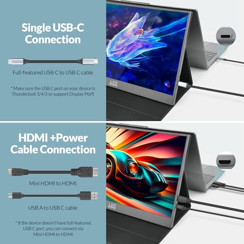 LR MONITOR PORTÁTIL 156 PULGADAS 1080P FHD ULTRA DELGADO MONITOR DE VIAJE USBC HDMI SEGUNDA PANTALLA EXTERNA PARA LAPTOP MACBOOK - 7