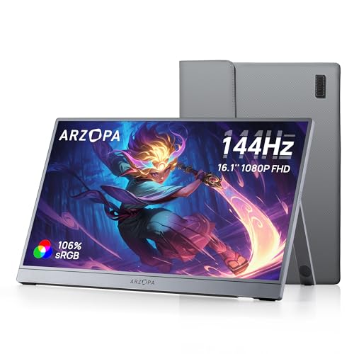 ARZOPA 161 144HZ MONITOR PORTÁTIL PARA JUEGOS 106X25 SRGB 1080P FHD CON SOPORTE PLEGABLE MONITOR PORTÁTIL CON HDR ULTRA DELGADO - 1