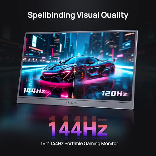 ARZOPA 161 144HZ MONITOR PORTÁTIL PARA JUEGOS 106X25 SRGB 1080P FHD CON SOPORTE PLEGABLE MONITOR PORTÁTIL CON HDR ULTRA DELGADO - 6