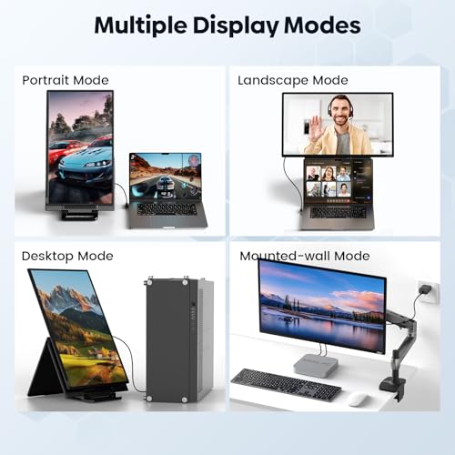 MONITOR PORTÁTIL GRANDE DE 24 PULGADAS EXTENSOR DE PANTALLA PARA LAPTOP 1080P FHD 100HZ IPS MONITOR DE VIAJE PARA TRABAJO - 3