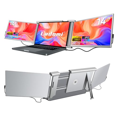 EXTENSIÓN DE PANTALLA PARA LAPTOP LADOMI MONITOR PORTÁTIL TRIPLE DE 14 FHD 1080P IPS EXTENSIÓN DE MONITOR PARA LAPTOP - 2