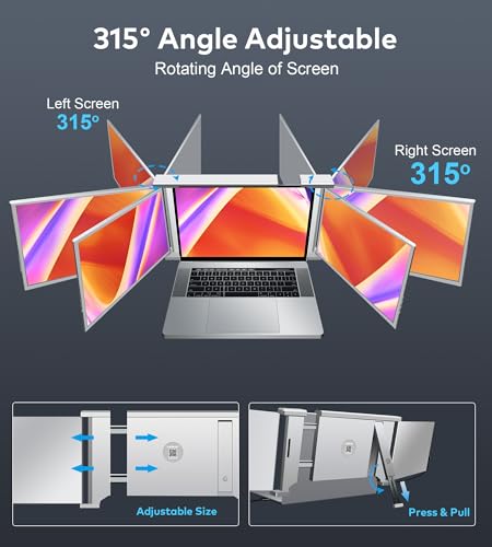 EXTENSIÓN DE PANTALLA PARA LAPTOP LADOMI MONITOR PORTÁTIL TRIPLE DE 14 FHD 1080P IPS EXTENSIÓN DE MONITOR PARA LAPTOP - 6
