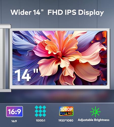 EXTENSIÓN DE PANTALLA PARA LAPTOP LADOMI MONITOR PORTÁTIL TRIPLE DE 14 FHD 1080P IPS EXTENSIÓN DE MONITOR PARA LAPTOP - 7