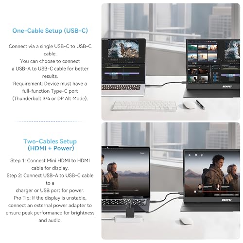 BENFEI MONITOR PORTÁTIL DE 156 PULGADAS PANTALLA FHD 1080P HDMI USBC PARA JUEGOS PANTALLA IPS HDR ULTRADELGADA CON CUBIERTA - 7