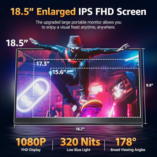 UPPERIZON MONITOR PORTÁTIL DE 185 PULGADAS FHD 125X25 SRGB 100HZ IPS HDR HDMI USBC MONITOR DE VIAJE PARA LAPTOP MACBOOK PC - 4