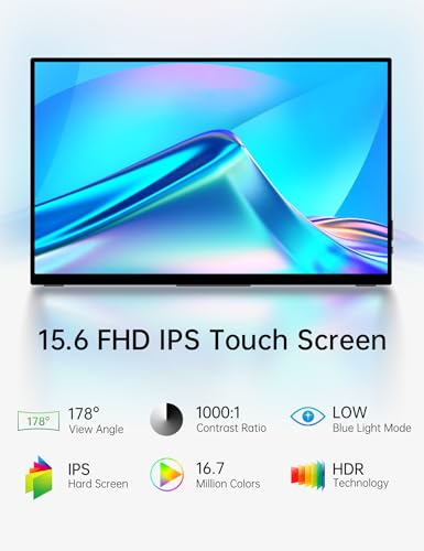 CAPERAVE MONITOR PORTÁTIL TÁCTIL DE 156 PANTALLA TÁCTIL FHD IPS CON VIDRIO TEMPLADO MONITOR DE VIAJE CON SOPORTE Y ALTAVOZ - 4