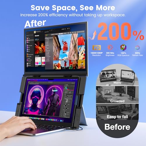 SMISEACOW LAPTOP SCREEN EXTENDER 156 FOR 13173 LAPTOPS PORTABLE DUAL MONITOR FOR LAPTOP ULTRASLIM CLAMPON VERTICAL DUAL IPS - 3