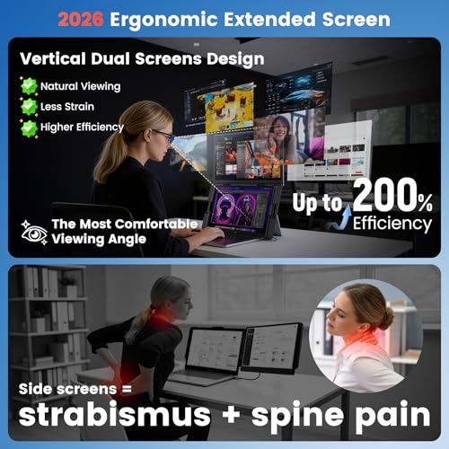 SMISEACOW LAPTOP SCREEN EXTENDER 156 FOR 13173 LAPTOPS PORTABLE DUAL MONITOR FOR LAPTOP ULTRASLIM CLAMPON VERTICAL DUAL IPS - 6