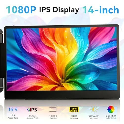 EXTENSOR DE PANTALLA PARA LAPTOP MONITOR PORTÁTIL DE 14 PULGADAS PARA LAPTOP MONITOR DUAL FHD DE 1080P PARA PORTÁTILES DE 13 - 4