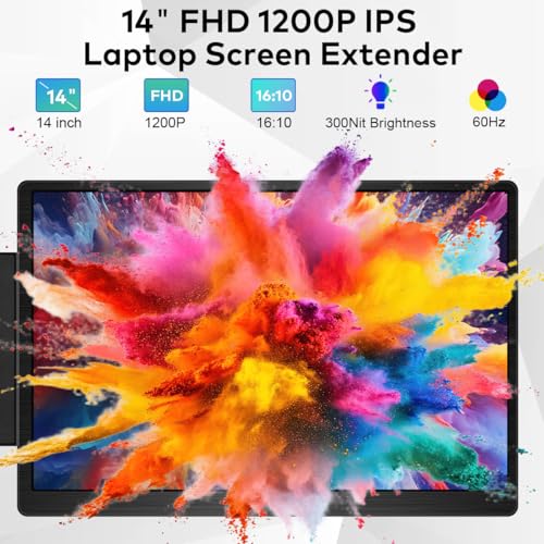 EXTENSOR DE PANTALLA PARA LAPTOP DE 14 PULGADAS MONITOR PORTÁTIL FHD 1200P IPS PARA PORTÁTILES DE 12 A 165 PULGADAS EXTENSOR - 3