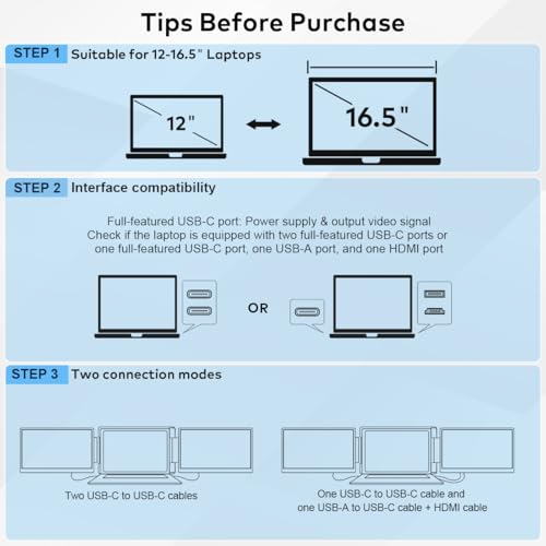 EXTENSOR DE PANTALLA PARA LAPTOP DE 14 PULGADAS MONITOR PORTÁTIL FHD 1200P IPS PARA PORTÁTILES DE 12 A 165 PULGADAS EXTENSOR - 6