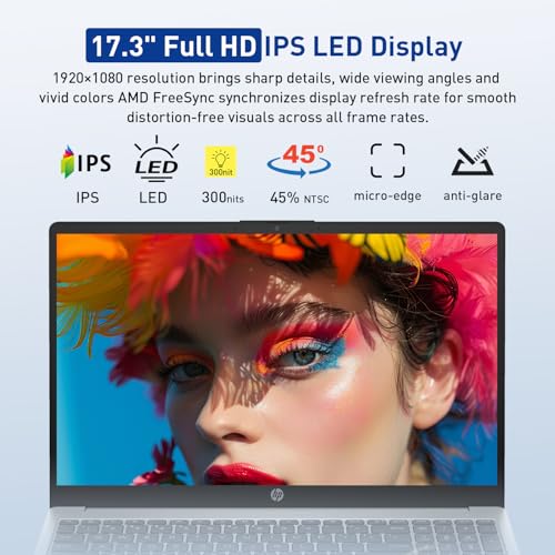 HP 173 FHD IPS LED ANTIRREFLEJOS 300 NITS PORTÁTIL CPU AMD RYZEN 5 7430U DE 6 NÚCLEOS 16 GB DE RAM 1 TB DE ALMACENAMIENTO CÁMARA - 3