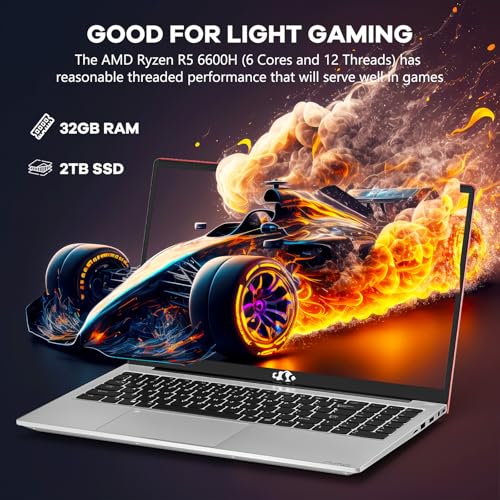 156 BUSINESS GAMINGLAPTOP 6CORES AMD RYZEN 5 6600H 660M 6NM GPU 32GB DDR5 2TB SSD BEAT I71165G7 HASTA 45GHZ 100W TIPOC FHD IPS - 2