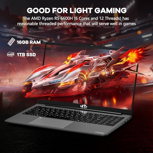 156 BUSINESS GAMINGLAPTOP 6CORES AMD RYZEN 5 6600H 660M 6NM GPU 16GB DDR5 1TB SSD BEAT I71165G7 HASTA 45GHZ 100W TIPOC FHD IPS - 2