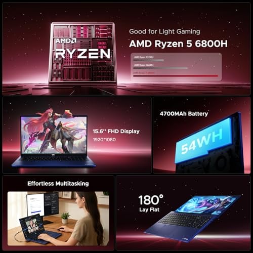 NIMO 156 IPS FHDGAMINGLAPTOP 8 CORES AMD RYZEN 7 6800H 32GB DDR5 RAM 1TB SSD BEAT I712700H UP TO 47GHZ AMD RADEON 680M - 2