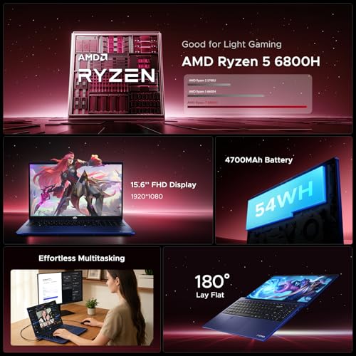 NIMO 156 IPS FHD GAMING LAPTOP 8 CORES AMD RYZEN 7 6800H 32GB DDR5 RAM 512GB SSD BEAT I712700H UP TO 47GHZ AMD RADEON 680M GPU - 2