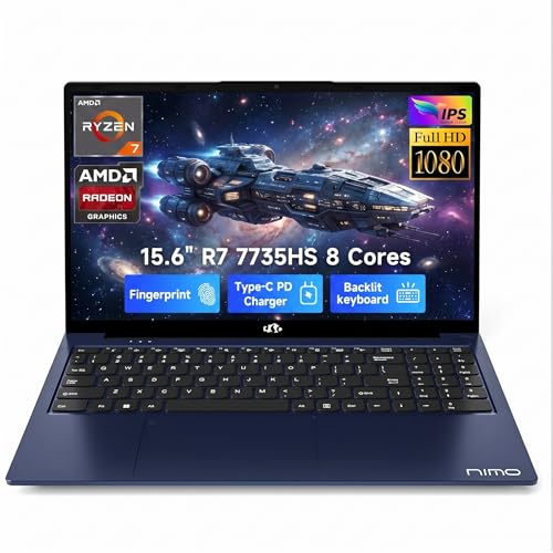 NIMO GAMING LAPTOP AMD RYZEN 7 7735HS 8 CORES UP TO 475GHZ 156 FHD 32GB DDR5 RAM 1TB SSD RADEON 680M GRAPHICS 100W TYPEC BACKLIT - 1