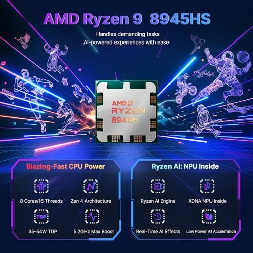 NIMO 173 LAPTOP PARA JUEGOS RYZEN 9 8945HS BEAT I913900H HASTA 52 GHZ 16 GB DE RAM 512 GB SSD RADEON 780M PD 100 W TIPOC AI - 2