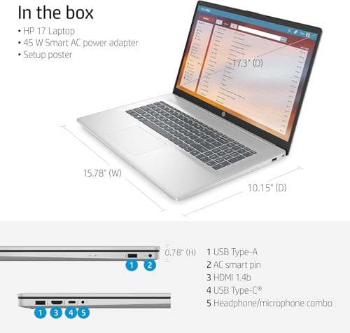 HP COMPUTADORA PORTÁTIL EMPRESARIAL DE 17 PULGADAS AMD RYZEN 5 7430U PANTALLA ANTIRREFLEJOS IPS FULL HD DE 173 PULGADAS GRÁFICOS - 4