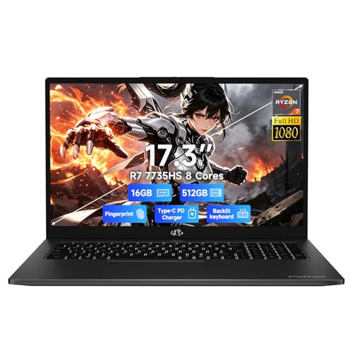 NIMO 173 GAMING LAPTOP AMD RYZEN 7 7735HS8C16T UP TO 475GHZ 16GB DDR5 512GB SSD RADEON 680M GPU BACKLIT KEYBOARD FINGERPRINT WIN - 1