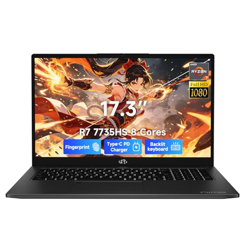 NIMO 173 FHD IPS LAPTOP AMD RYZEN 7 7735HS8CORE BEATS I712650H 16GB DDR5 1TB SSD BACKLIT KEYBOARD FINGERPRINT RADEON 680M GPU - 1