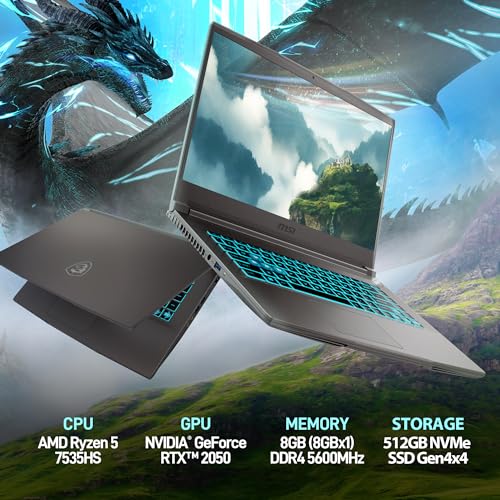 MSI THIN A15 PORTÁTIL PARA VIDEOJUEGOS DE 156 144HZ FHD RYZEN 57535HS NVIDIA GEFORCE RTX 2050 8GB DDR5 512GB NVME SSD COOLER - 2