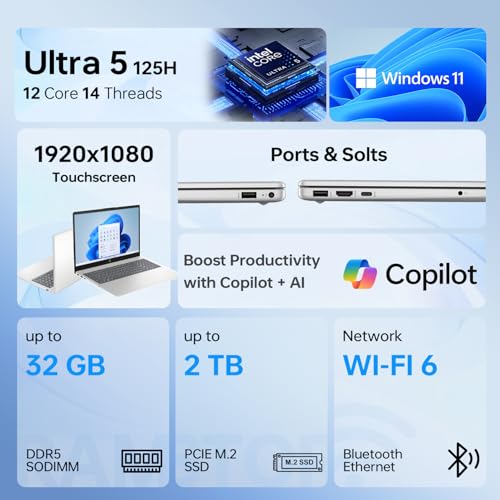 HP PORTÁTIL CON PANTALLA TÁCTIL DE 156 PULGADAS 14 NÚCLEOS ULTRA 5 125H HASTA 45 GHZ BEAT I71360P PARA PRODUCTIVIDAD 16 GB DDR5 - 2