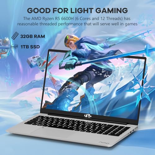 156 BUSINESS GAMINGLAPTOP 6CORES AMD RYZEN 5 6600H 660M 6NM GPU 32GB DDR5 1TB SSD BEAT I512450H HASTA 45GHZ 100W TIPOC FHD IPS - 3