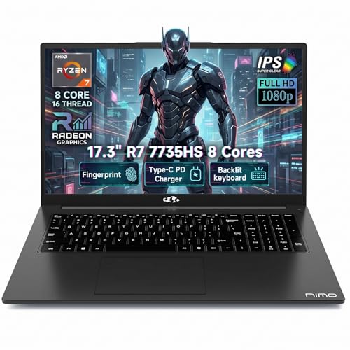 NIMO PORTÁTIL PARA JUEGOS DE 173 PULGADAS AMD RYZEN 7 7735HS 8 NÚCLEOS 32GB DDR5 1TB SSD WINDOWS 11 PRO FHD IPS 180 VIEW HUELLA - 1