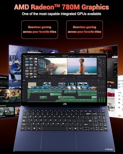 NIMO COMPUTADORA PORTÁTIL PARA JUEGOS IPS FHD DE 156 AMD RYZEN 7 8745HS 32 GB DDR5 RAM SSD DE 2 TB 8C16T HASTA 49 GHZ - 3