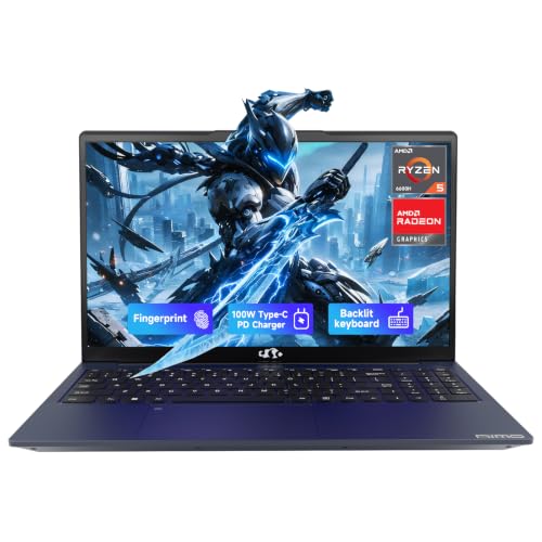 NIMO 156 FHD IPS GAMING LAPTOP AMD RYZEN 5 6600H UP TO 45GHZ BEAT I71165G7 16GB DDR5 RAM 512GB PCIE 40 SSD AMD RADEON 660M GPU - 1