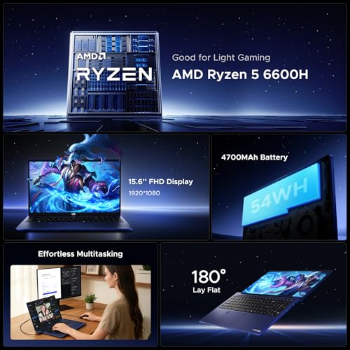 NIMO 156 FHD IPS GAMING LAPTOP AMD RYZEN 5 6600H UP TO 45GHZ BEAT I71165G7 16GB DDR5 RAM 512GB PCIE 40 SSD AMD RADEON 660M GPU - 2