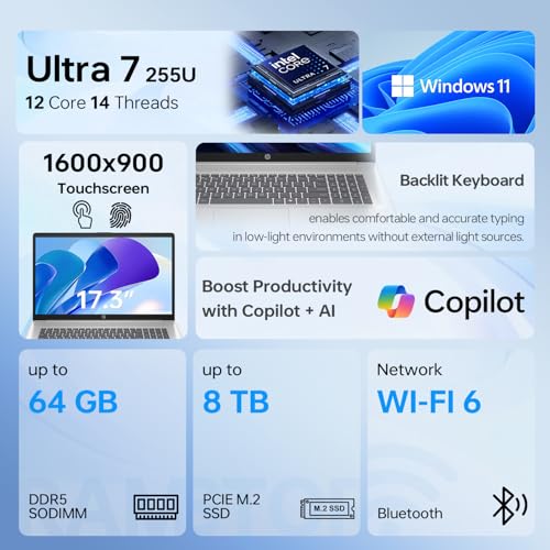 HP PRO BUSINESS COPLIOT AI LAPTOP PC PANTALLA TÁCTIL DE 173 PULGADAS ULTRA 7 255U 16 GB DDR5 SSD DE 1 TB WIFI 6 CÁMARA WEB - 2