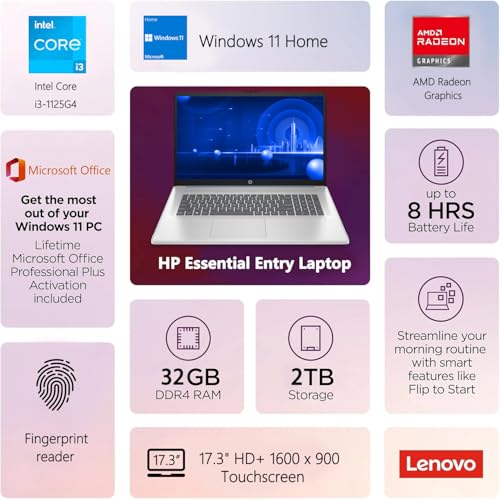 HP LAPTOP 17 PANTALLA HD DE 173 PROCESADOR INTEL CORE I31125G4 11 GEN 32 GB RAM SSD DE 1 TB WIFI HDMI CÁMARA WEB WINDOWS 11 PRO - 2