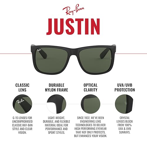 RAYBAN RB4165 JUSTIN CLASSIC SQUARE SUNGLASSES FOR MEN FOR WOMEN - 5